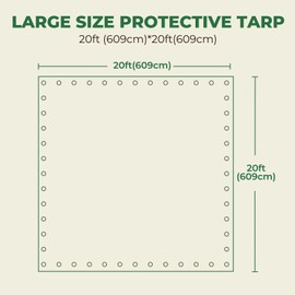 HIRALIY 14 Mil Tarp Waterproof 20x20 Feet, Extra Thick Heavy Duty Tarp with Reinforced Grommets for Firewood, Roof, Camping, Patio, Pool, Boat, Dump Trailer