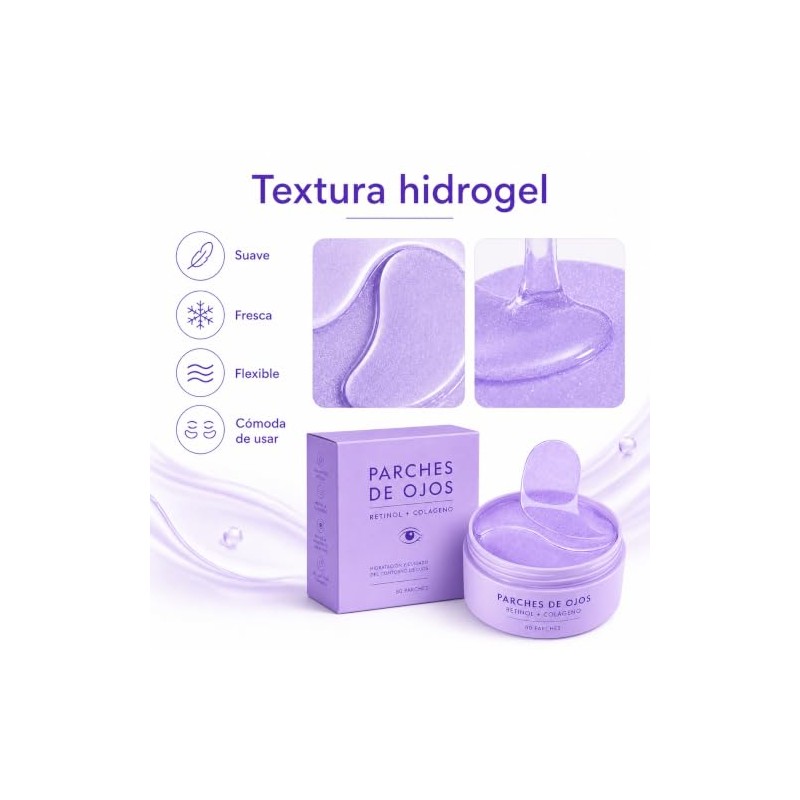 Parches para Ojos con Retinol y Colágeno, para Ojeras, Bolsas