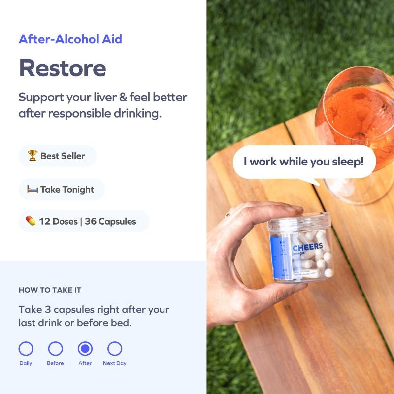 Cheers Restore | Supplement with DHM + L-Cysteine | 12