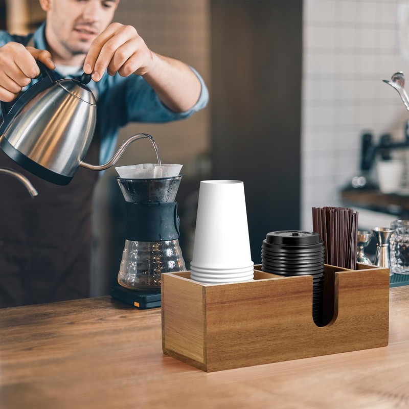 ALELION Acacia Wood Coffee Cup Holder for Countertop - Wood
