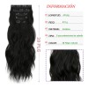 Extensiones De Cabello De Pelo Ondulado Cortinas Clip 6 Pzs