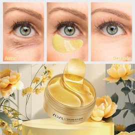 BSOON 120 Piezas Máscara de Ojos de Algas Marinas con Colágeno y Ácido Hialurónico - Parches para Ojeras, Bolsas y Arrugas, Gel Hidratante Reparador, Tratamiento Nocturno (Dorado)