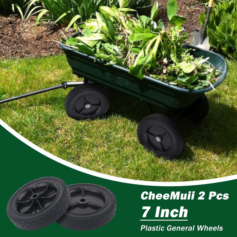 CheeMuii 7 Inch Lawn Mower Wheels 2 Pcs 7" Black