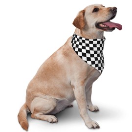 vercosee Pit Crew Dog Bandana, Checkered Flags Race Car Flag Dog Bandana Collars Triangle Neckerchief Bibs Scarf Set Accessories for Dog Lover (Grid)