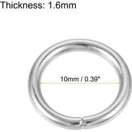 TOP-VIGOR 50Pcs Metal O Rings, 10mm ID 1.6mm Thickness Multi-Purpose O Rings Buckles,Non-Welded O-Ring Buckle, Metal Rings Heavy Duty for Craft Belt Purse Bag Making Hardware, Silver Tone