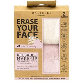 ERASE YOUR FACE Makeup Remover Cloths - Reusable Microfiber Face Towels to Cleanse & Remove Makeup - Water Activated, Dual-Sided Design for Easy Use (2 Count)