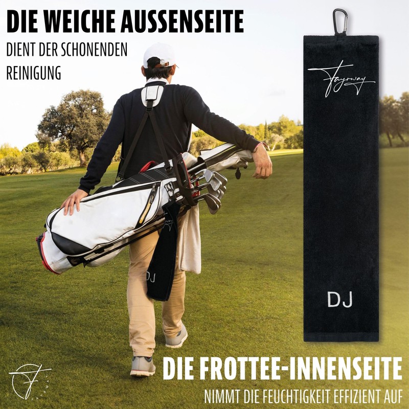 Fayrway Golf Towel Black – High-Quality Cotton Golf Towel with