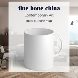 Gang Rinpoche 14 oz White Coffee Mugs Set of 2, Fine Bone China Lightweight Porcelain Coffee Cups With Handles for Hot Milk Cappuccino Mocha Cocoa Latte Espresso Coffee, Dishwasher & Microware Safe