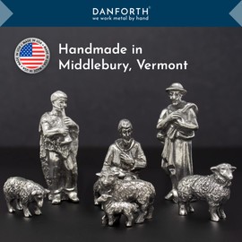 DANFORTH Nativity Shepherd and Sheep Figures – Handcrafted Pewter Nativity Set/Scene – Made in USA