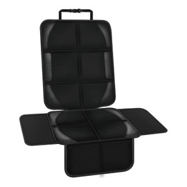 Kunue Child Seat Protective Mat, Extra Thick 0.4 inches (11 mm), Wings, Waterproof, Anti-Slip, ISOFIX Compatible, Cushioning, Leather, Car Seat Cover, Black