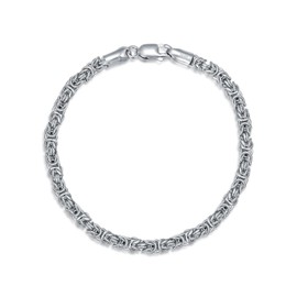 LELOUCHY Byzantine Chain Bracelet for Men Women Solid 925 Sterling Silver, Made in Italy 3.5mm 6.5 Inch