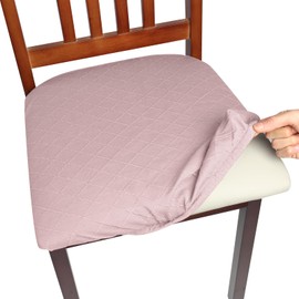 Yikko Chair Seat Covers, High Density Plaid Jacquard Ekedalen Seat Covers for Dining Room, Bar, Wedding Party Decor, Stretchy Washable Chair Seat Cushion Protector (6, Pink)