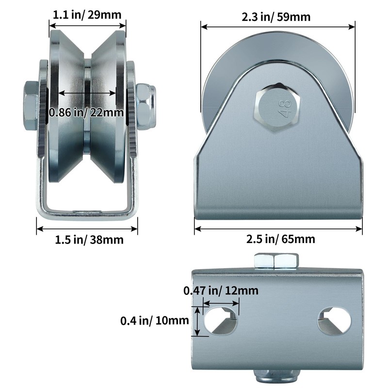 Skelang 2.5" V Groove Caster, Sliding Gate Wheel, Rigid Caster