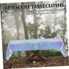 jojofuny 4pcs Iridescent Plastic Table Covers Holographic Foil Tablecloths for