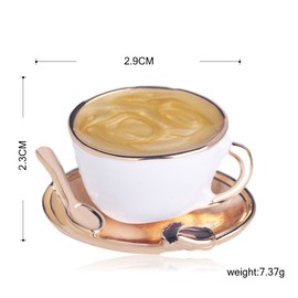 MECHOSEN アンティーク かわいい コーヒーカップのブローチ レディース 子供 メンズ 面白い ピン バッジ ネクタイピン ピンクゴールド 18金 ゴールド 金色 グッズ おもちゃ クリップ 安全ピン