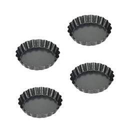 Zerodeko 4pcs Mini Tart Tins Non Stick Quiche Baking Pan with Loose Base for Easy Release for Home and Restaurant Use for Pies and Desserts