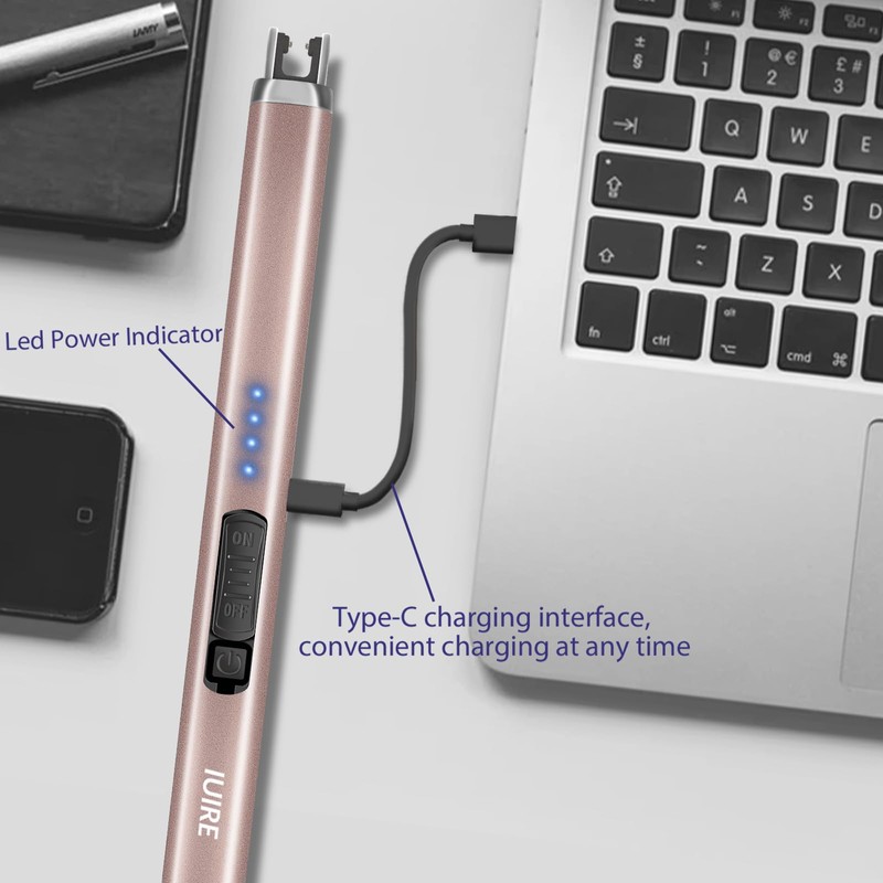IUIRE Rechargeable Arc Lighter Electric Candle Lighter with Double Safety