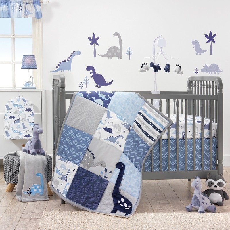 Bedtime Originals Roar Dinosaur Fitted Crib Sheet, Blue/White