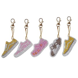 FAMKIT 5 Pack DIY Diamond Painting Keychain Kit Shoes Shape Full Drill Diamond Painting Pendant Bag Decor