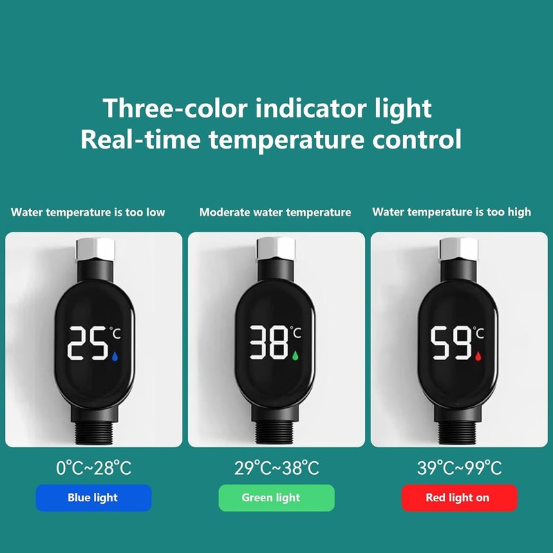 Shower Thermometer,Water Temperature Sensor Gauge with Led Digital Display, Waterproof