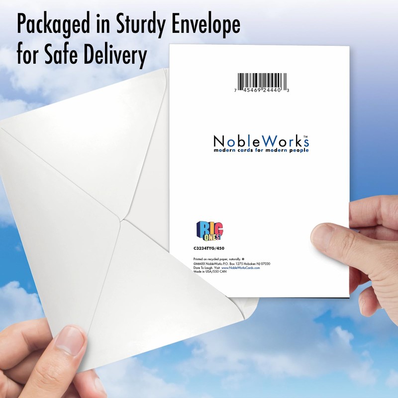 NobleWorks - 1 Thank You Card with Envelope - Gratitude,