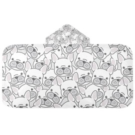 Blueangle Kids Bath Towel Wrap - French Bulldog Hooded Kids Towel - Super Soft Absorbent Quick Dry Toddler Shower Pool Beach Towel