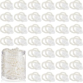 Corsage Wristlet Bracelet Wrist Corsage Prom Elastic Pearl Bands Wedding Corsages Pearl Bracelet Wedding Wristlets DIY Wrist Corsages Accessories for Bridesmaid Bridal Shower Party (64 Pieces)