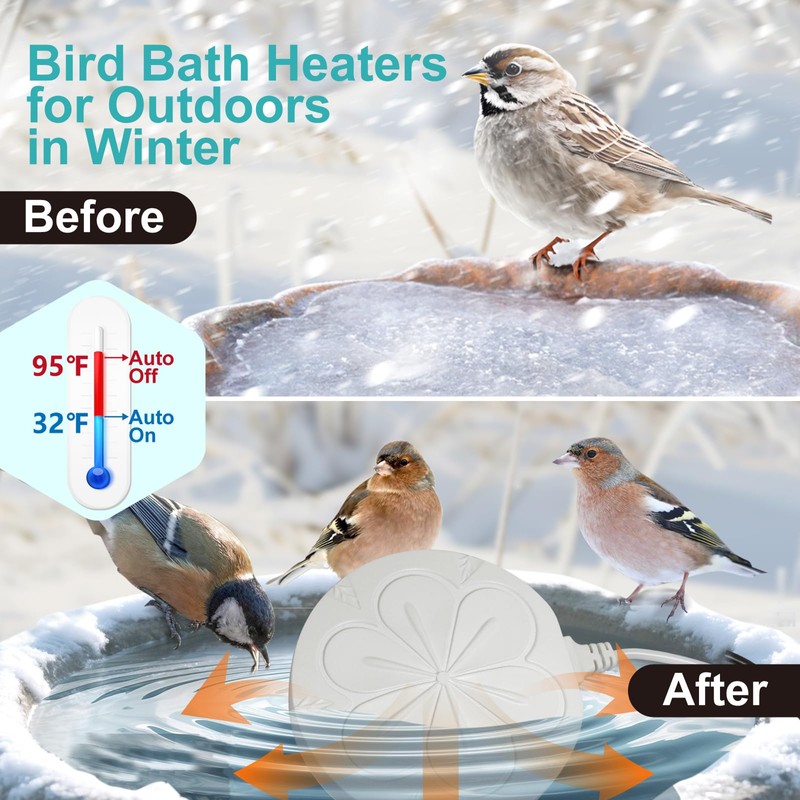 Poffattr 110W Bird Bath Heater for Outdoors in Winter, Submergible