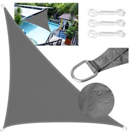 LEcylankEr Sun Shade Sail 3x3x4m Triangular PES Polyester Waterproof Sail Shade with Accessories 95% UV Block Shade Sails Sun Shades for Garden Outdoor Patio Pergola Balcony (dark grey, 3 x 3 x 4 m)