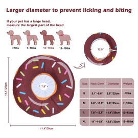 Dog Cones for Small Dogs,Comfortable Adjustable Soft Dog Cone After Surgery，Soft Protective Recovery Cone for Dogs and Cats,Washable Dog Elizabethan Collar Stop Licking Wounds (Donut Brown, L)