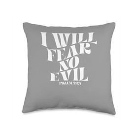 Retro Groovy Faith Psalm 23 4 I will Fear No Evil Chritian B Throw Pillow