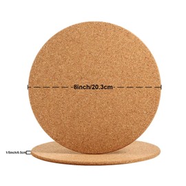 Boao 6 Pcs 8 Inch Round Absorbent Cork Coasters Wooden Cork Plant Coasters for Home, Drinks Coffee Table Dining Wooden Table Desk