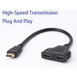 SOTHENG HDMI Cable Splitter 1 in 2 Out HDMI Adapter Cable HDMI Male to Dual Female 1 to 2 Way.(2 Female connectors Cannot be Used at The Same time)