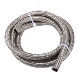 VekAuto 5ft 6AN Fuel Hose AN6, Braided CPE Oil Fuel Gas Line Hose Universal for Car Durable Stainless Steel Silver Tone