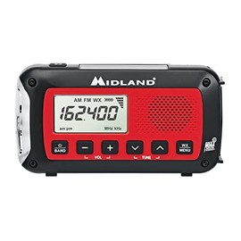Midland – ER40 – Emergency Crank Radio – Solar Panel and Hand Crank – SOS Strobe Flashlight – NOAA Weather Alert Radio – Digital AM/FM Radio with Clock - Rechargeable Battery