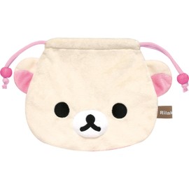 San-X Rilakkuma Plush Drawstring Bag, Korilakkuma CA44602 (H x W x D): 6.1 x 9.3 x 1.0 inches (15.5 x 23.5 x 2.5 cm)