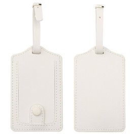 Kevancho Leather Luggage Tags for Men Women, Suitcase Labels Baggage Bag Tag ID Tags with Full Back Privacy Cover for Cruise Ships, Travel Accessories Tags Set of 2 PCS (White 03)