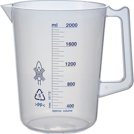 TRUSCO HPB-2000 Polypropylene Blue Scale Beaker 6.8 fl oz (2,000 ml) (with handle)