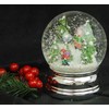 Snow Globe Skier Winter Sports Winter Forest Silver Curved Base