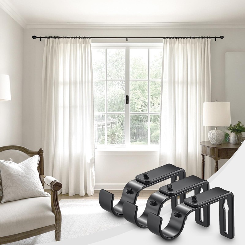 LLPJS Curtain Rod Bracket Adjustable, Drapery Rod Holder Hooks Support