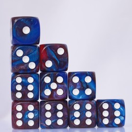 10 PC D6 dice 16mm Acrylic Dice Set for RPG MTG DND Dice Table Games and Board Games (Coffee + Blue)