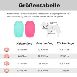 Kickred Pack of 2 Summer Dog Shirts, Quick-Drying Breathable Dog Clothes, Pet Sleeveless Vest, Lightweight Stretchy Tank Top, T-shirts for Large Dogs, Boys and Girls (Rose + Lake Blue, XXL)