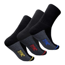 Heavy Duty Work Socks 12 Pairs Safety Boot Walking Reinforced Heels and Toes - Cotton Rich Cushion Support Arch Compression Ideal Warehouse, Builders, Mechanics & Other Outdoors (UK 6-11)