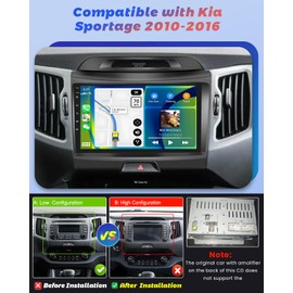 Hikity for Kia Sportage 2010-2016 Android Car Stereo, 2+64G 9 Inch Touchscreen Radio with Wireless Carplay, Android Auto, WiFi, GPS Navigation, Bluetooth, DSP, FM RDS, EQ + Backup Camrea