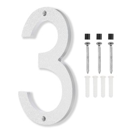 PATIKIL 8 Inch House Numbers, House Address Numbers Sign Large Floating Modern House Numbers with Screws for Outside Door Wall Street, Silver, 3