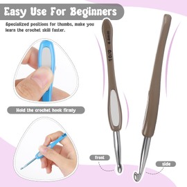 Katech 9 Pieces Crochet Hooks Different Sizes (2.0mm - 6.0mm) Crochet Hook Kits for Making Scarf, Gloves and Sweaters, Ergonomic Plastic Handle Colorful Crochet Needles Set DIY Yarn Weaving Tools