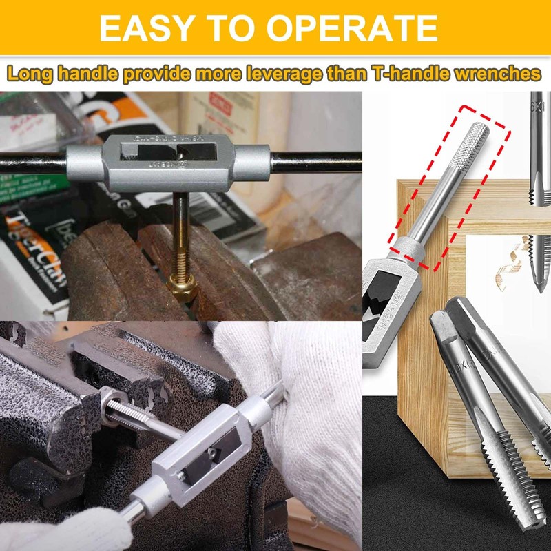 COLYUPO 8Pcs Thread Taps Set Adjustable Tap Wrench Kit with