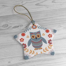 Adorno de búho escandinavo, étnico folk boho, estilo mexicano (estrella)