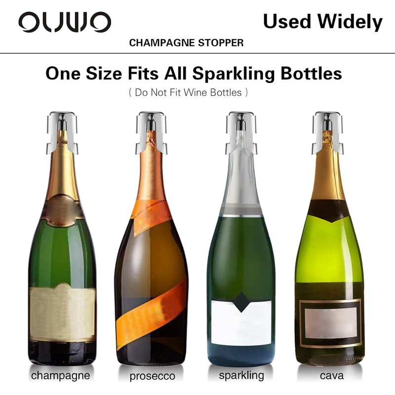 OUWO Champagne Stopper 6 Pack Stainless Steel Champagne Save with