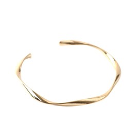 Cream Dot Bangle Women's Popular 18k Coated Twisted Twist Stackable Open Gold Silver Resort Summer Brand Accessory (Gold x One Size Fits All)